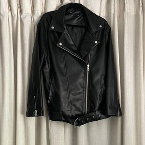 Oversized, Faux Leather Biker Jacket